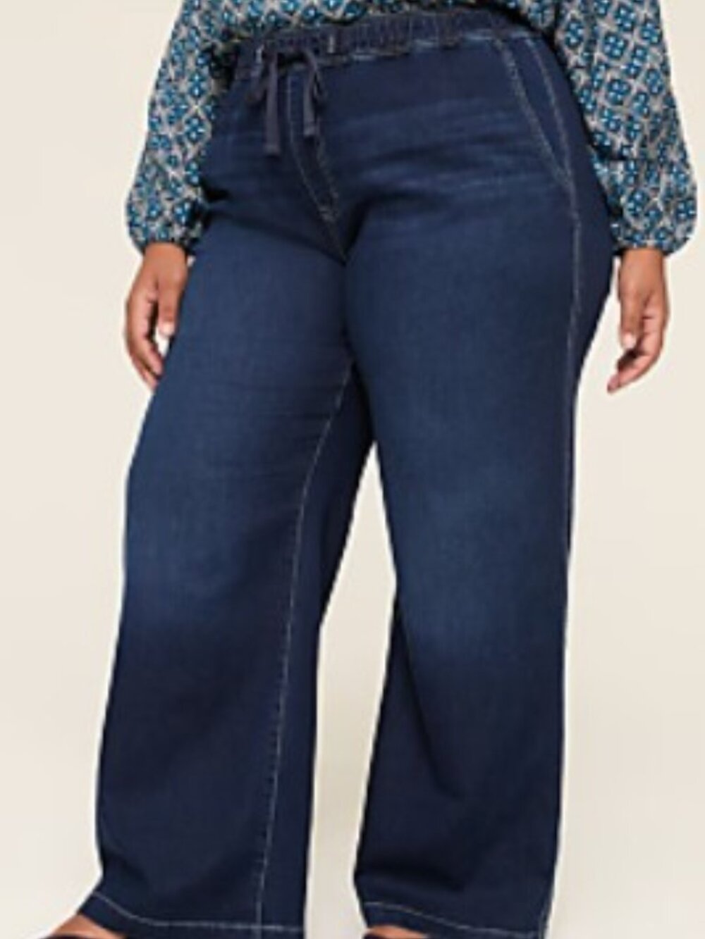 Lane Bryant Knit Denim High Rise Wide Leg Jean Pull-On Size 22